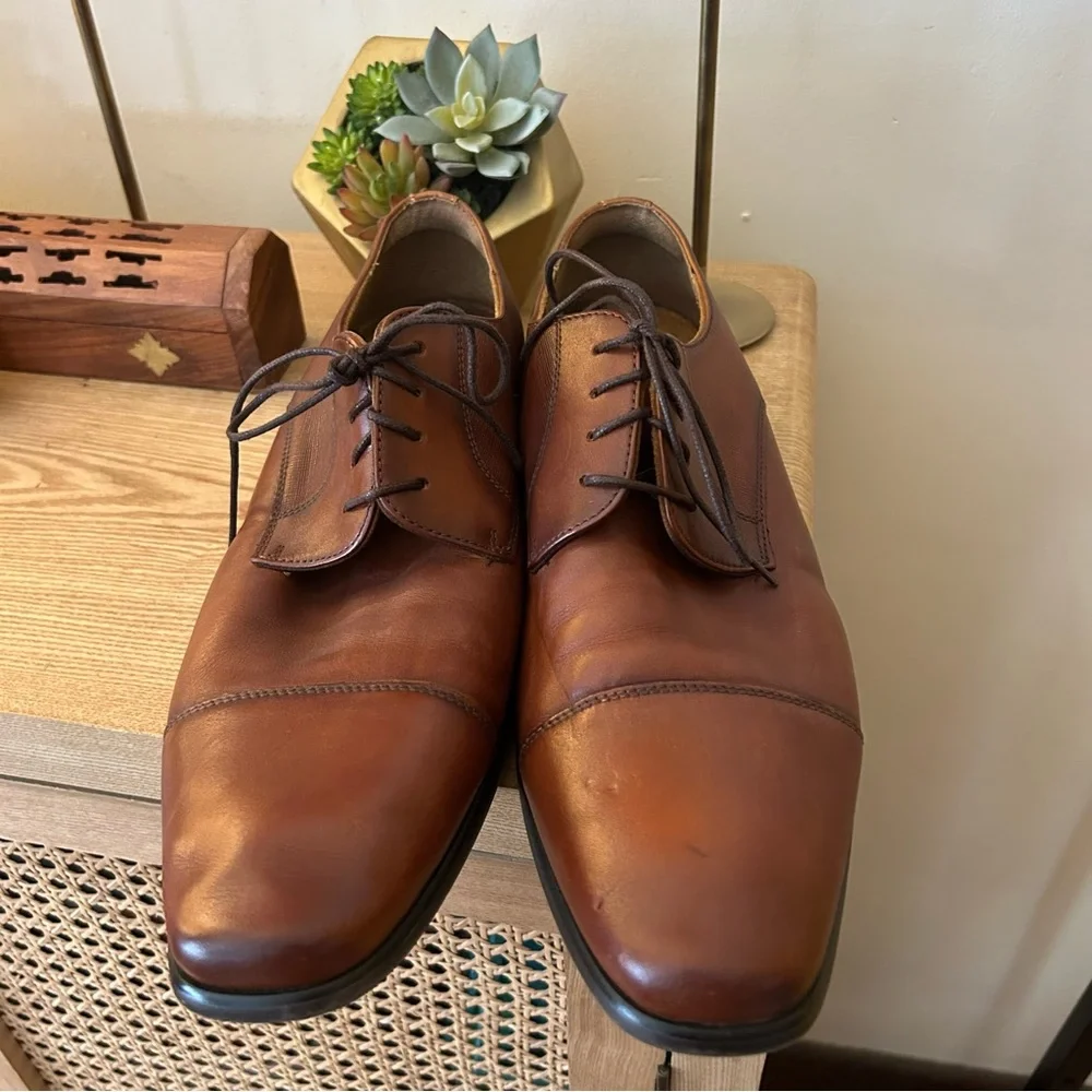 Florsheim Men’s Leather Angelo Cap Toe Oxfords Dress Shoes Cognac Brown Size 11D